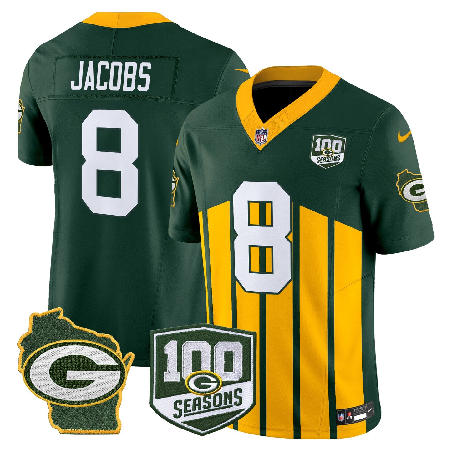 Packers 100th Season & Home Patch Vapor Limited Jersey - All Stitched