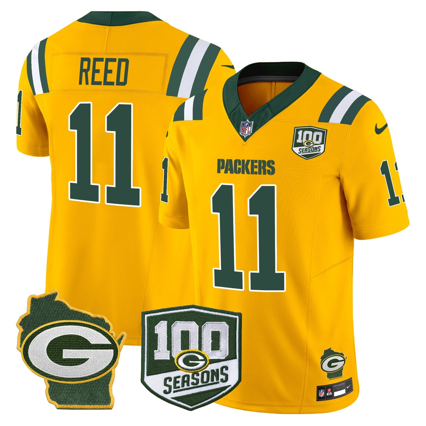 Packers 100th Season & Home Patch Vapor Limited Jersey - All Stitched