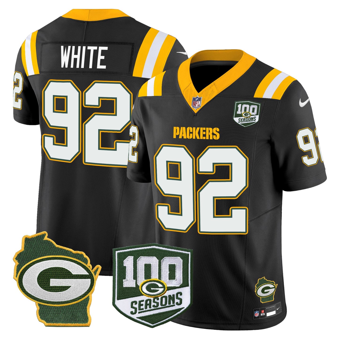 Packers 100th Season & Home Patch Vapor Limited Jersey - All Stitched