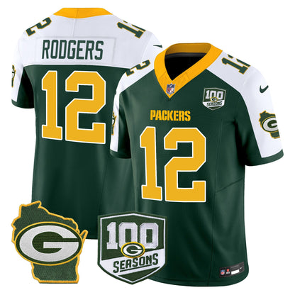 Packers 100th Season & Home Patch Vapor Limited Jersey - All Stitched