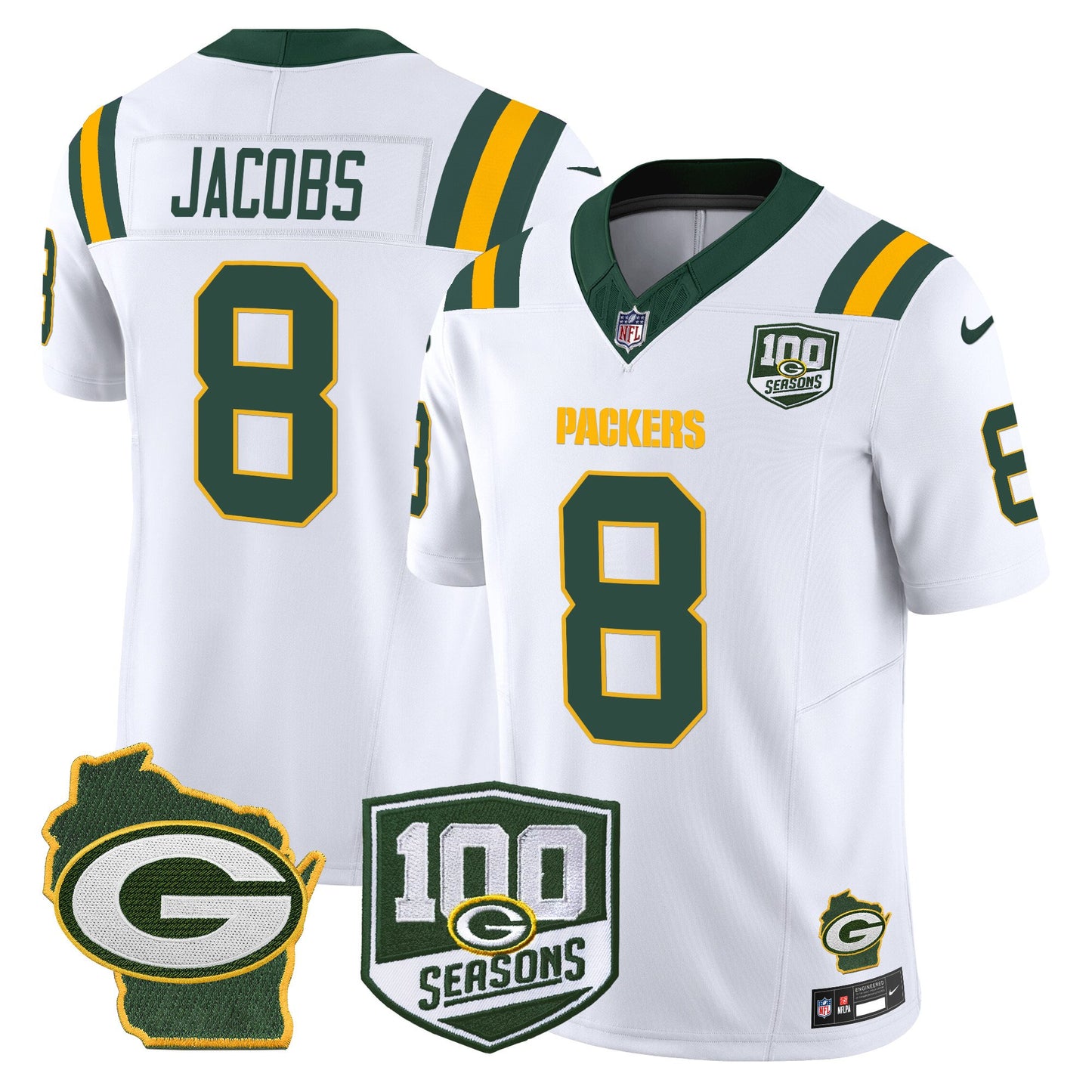 Packers 100th Season & Home Patch Vapor Limited Jersey - All Stitched