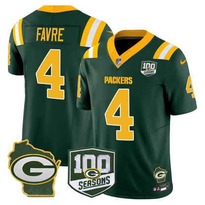 Packers 100th Season & Home Patch Vapor Limited Jersey - All Stitched