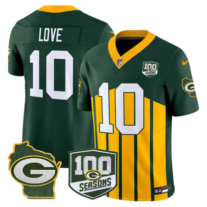 Packers 100th Season & Home Patch Vapor Limited Jersey - All Stitched