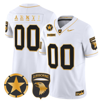 Army Black Knights 101st Airborne Division Patch 2024 Gold Vapor Limited Custom Jersey - All Stitched