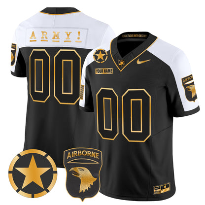 Army Black Knights 101st Airborne Division Patch 2024 Gold Vapor Limited Custom Jersey - All Stitched