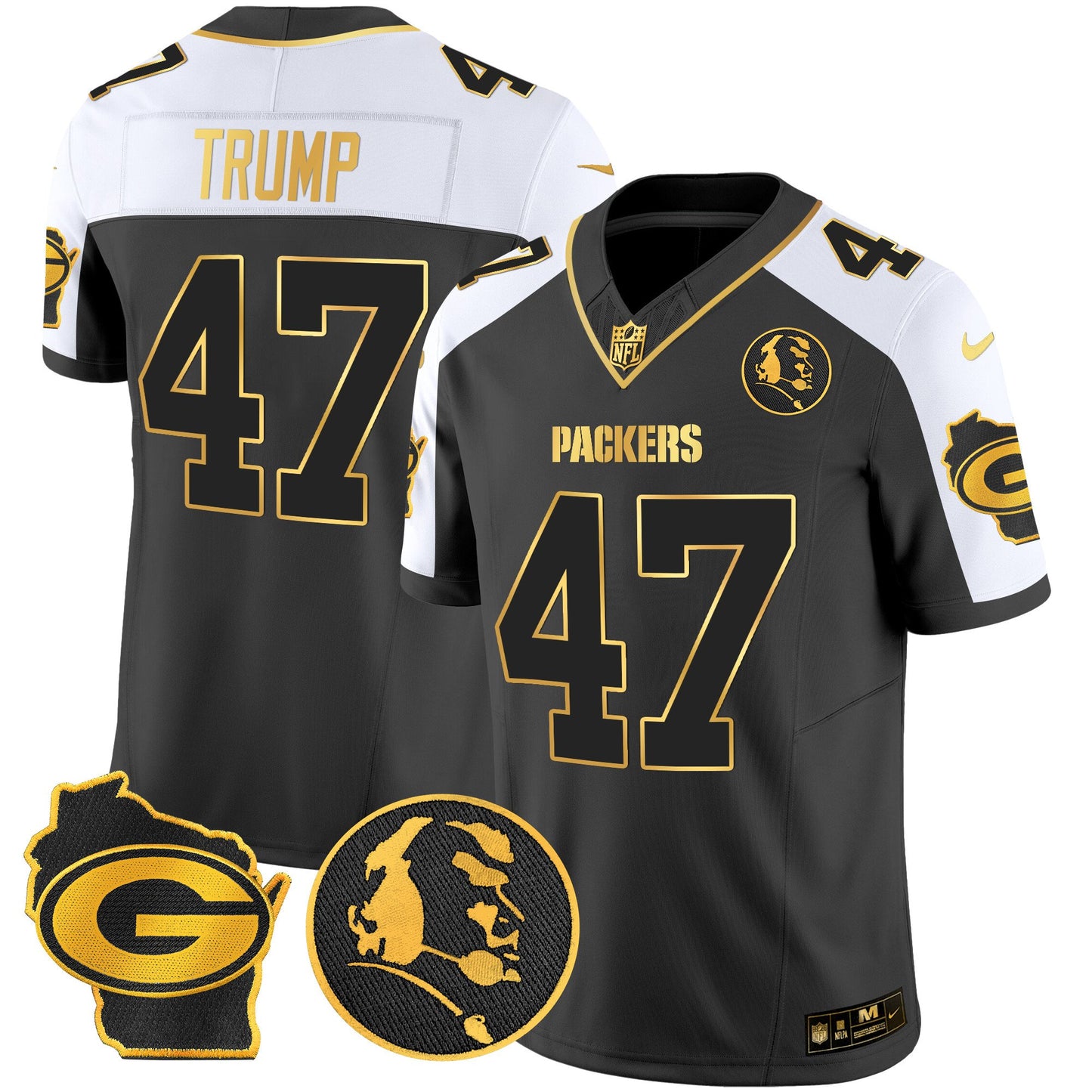 Packers John Madden & Home Patch Gold Vapor Limited Jersey - All Stitched