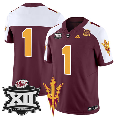 Sun Devils 2024 Big 12 Championship Patch Vapor Limited Jersey - All Stitched