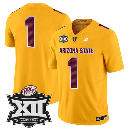 Sun Devils 2024 Big 12 Championship Patch Vapor Limited Jersey V2 - All Stitched