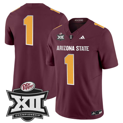 Sun Devils 2024 Big 12 Championship Patch Vapor Limited Jersey V2 - All Stitched