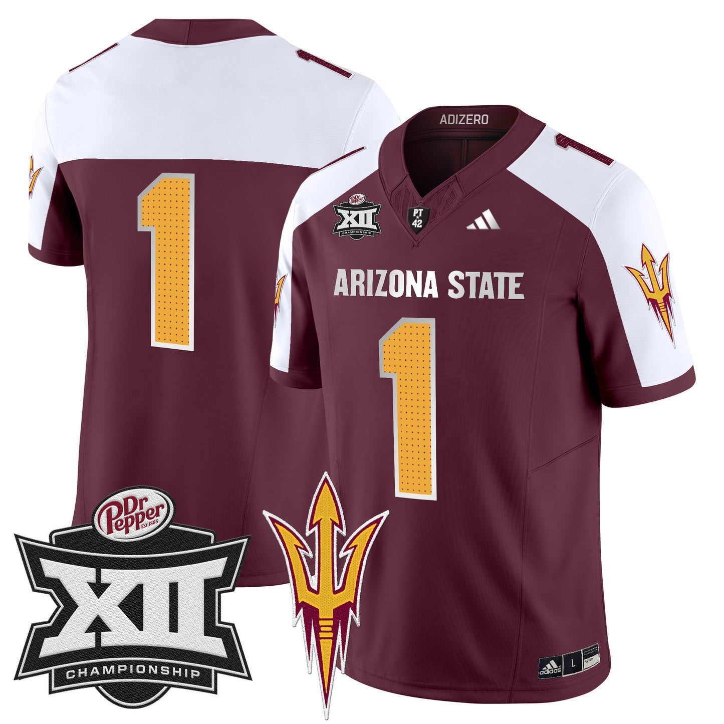 Sun Devils 2024 Big 12 Championship Patch Vapor Limited Jersey V2 - All Stitched