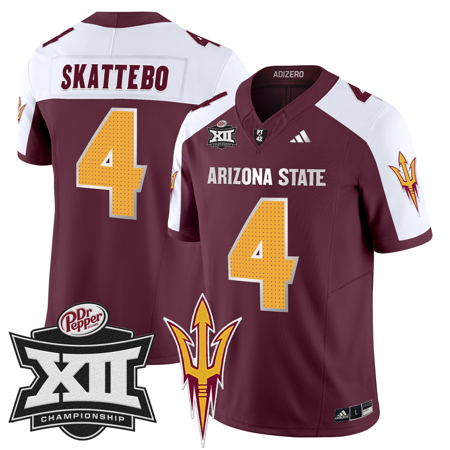 Sun Devils 2024 Big 12 Championship Patch Vapor Limited Jersey V2 - All Stitched