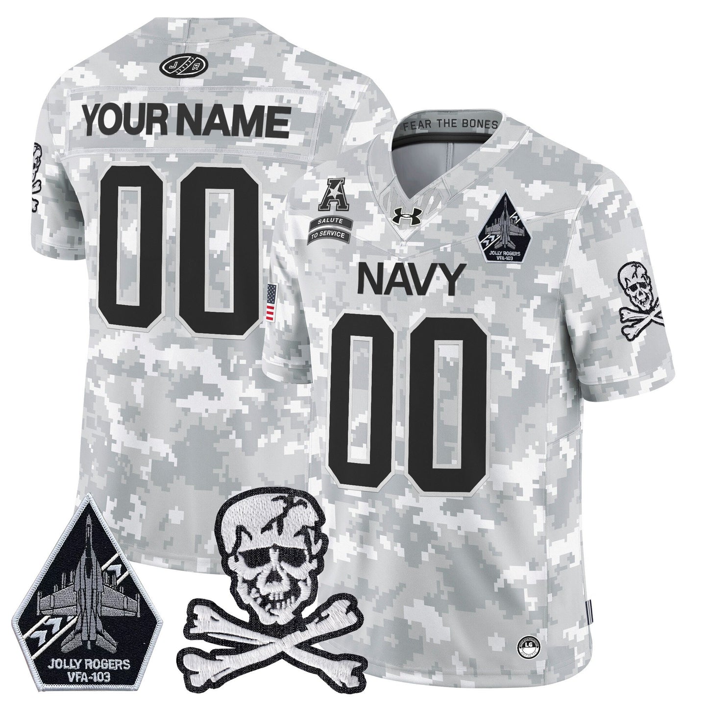 Navy Midshipmen 2024 Salute to Service Vapor Limited Custom Jersey - All Stitched