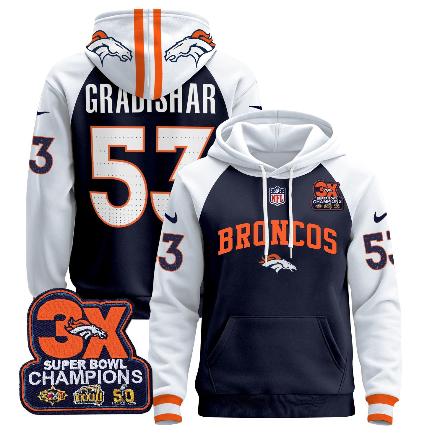 Denver Broncos 2024 Pullover Hoodie V2 - All Stitched