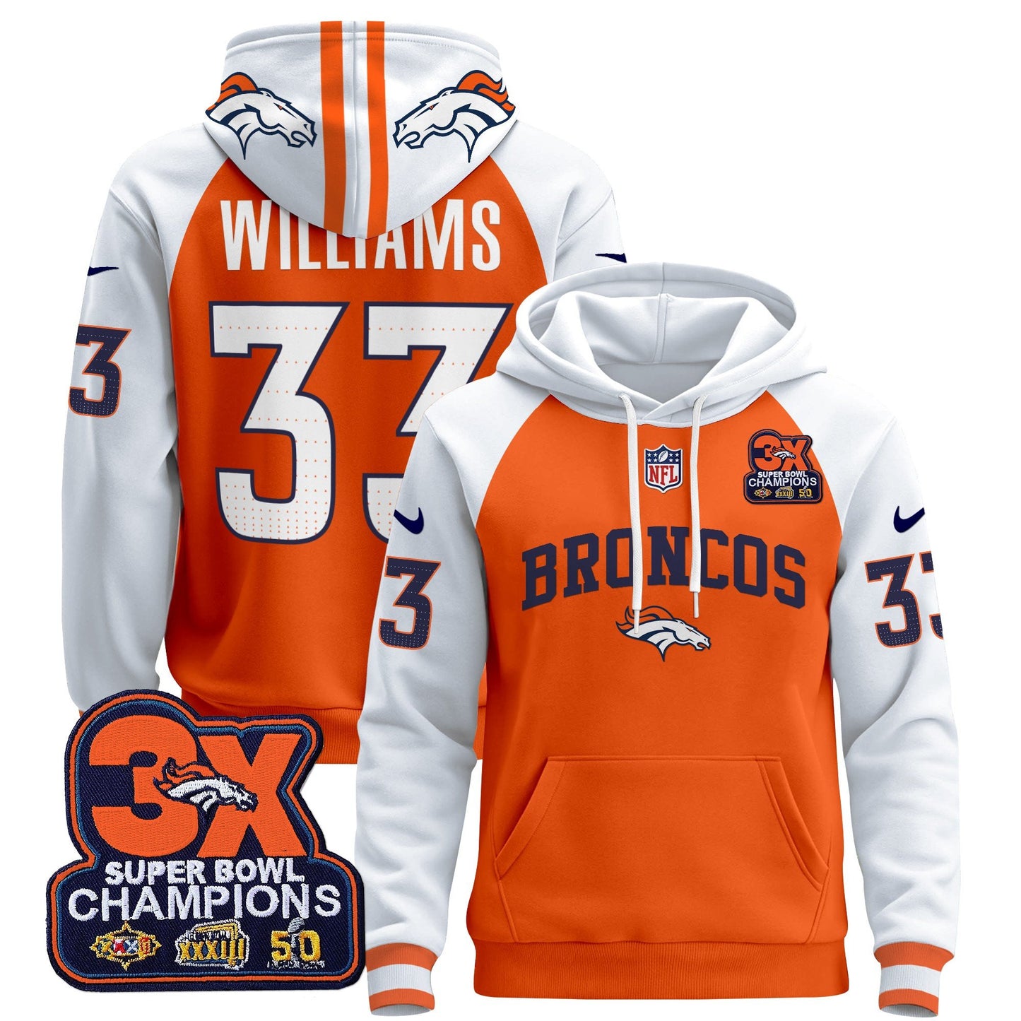 Denver Broncos 2024 Pullover Hoodie V2 - All Stitched