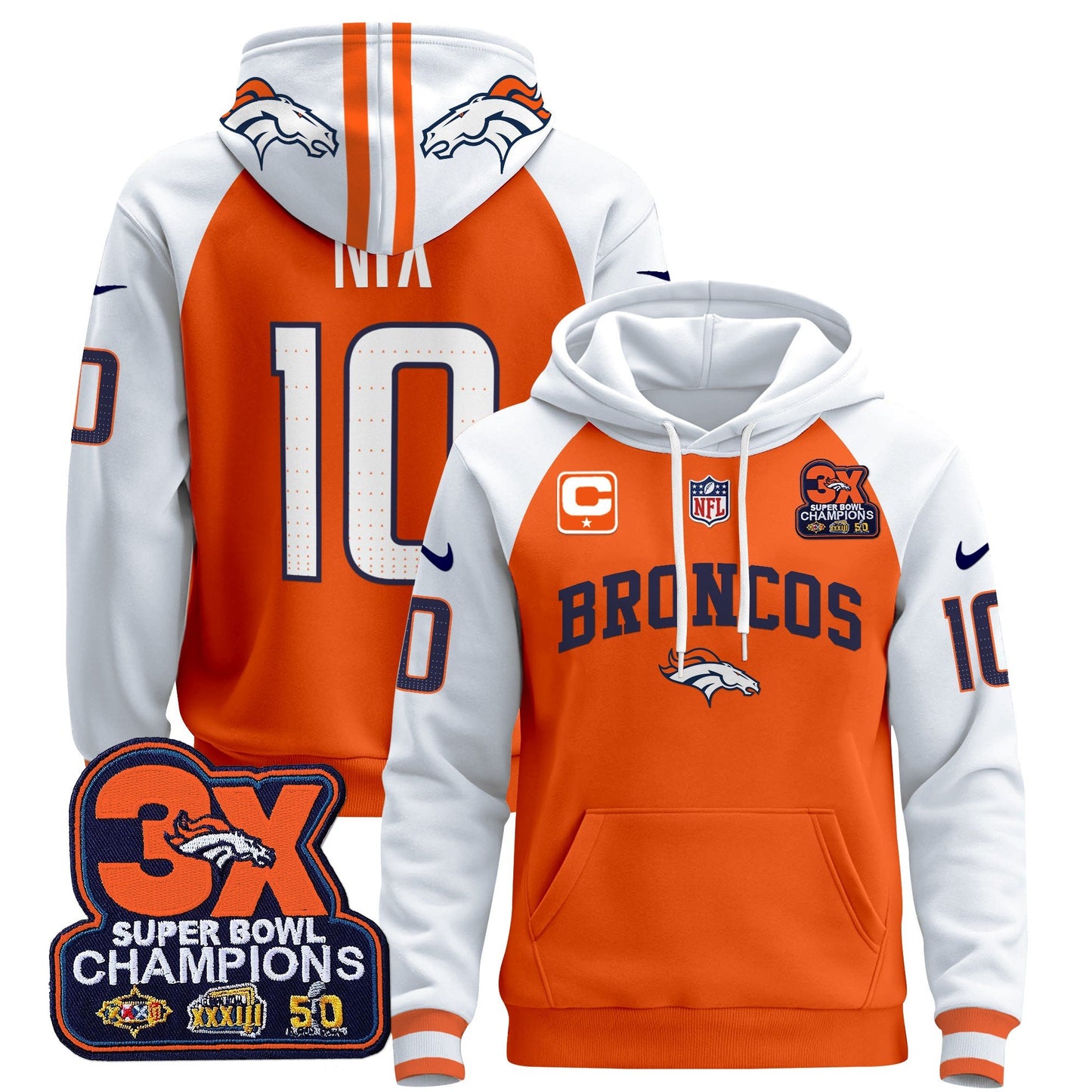 Denver Broncos 2024 Pullover Hoodie V2 - All Stitched