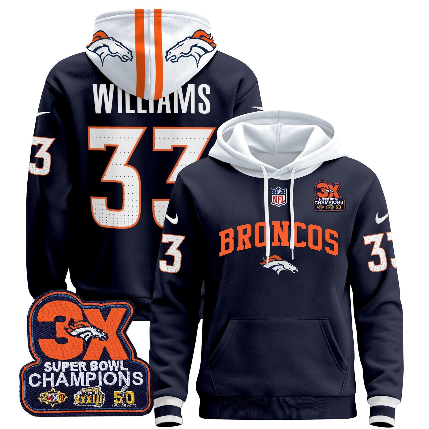 Denver Broncos 2024 Pullover Hoodie V2 - All Stitched