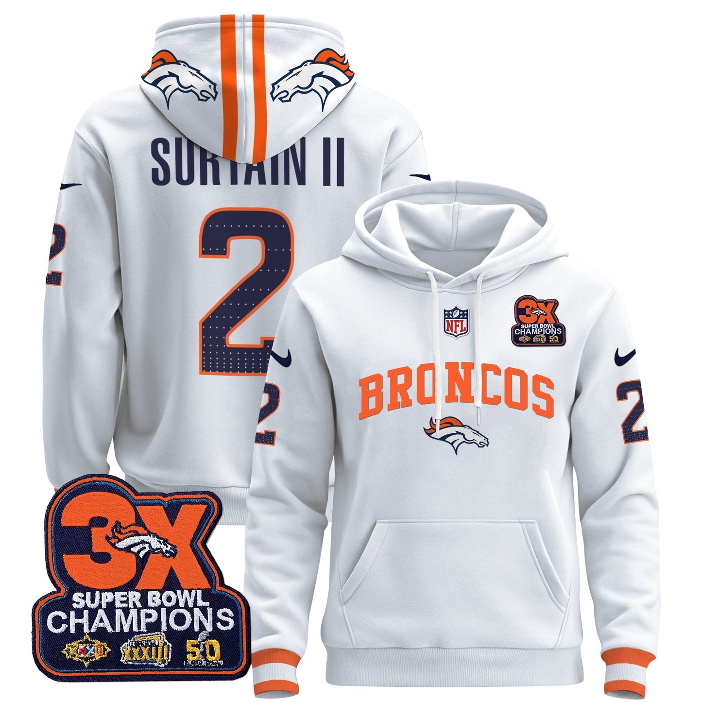 Denver Broncos 2024 Pullover Hoodie V2 - All Stitched