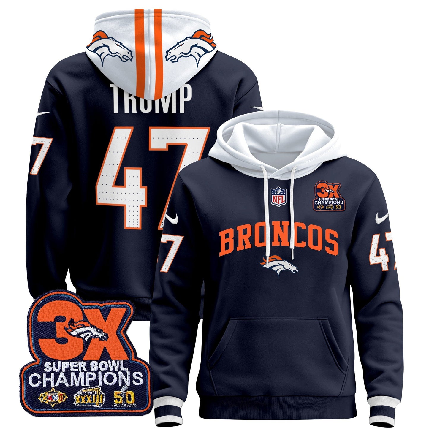 Denver Broncos 2024 Pullover Hoodie V2 - All Stitched