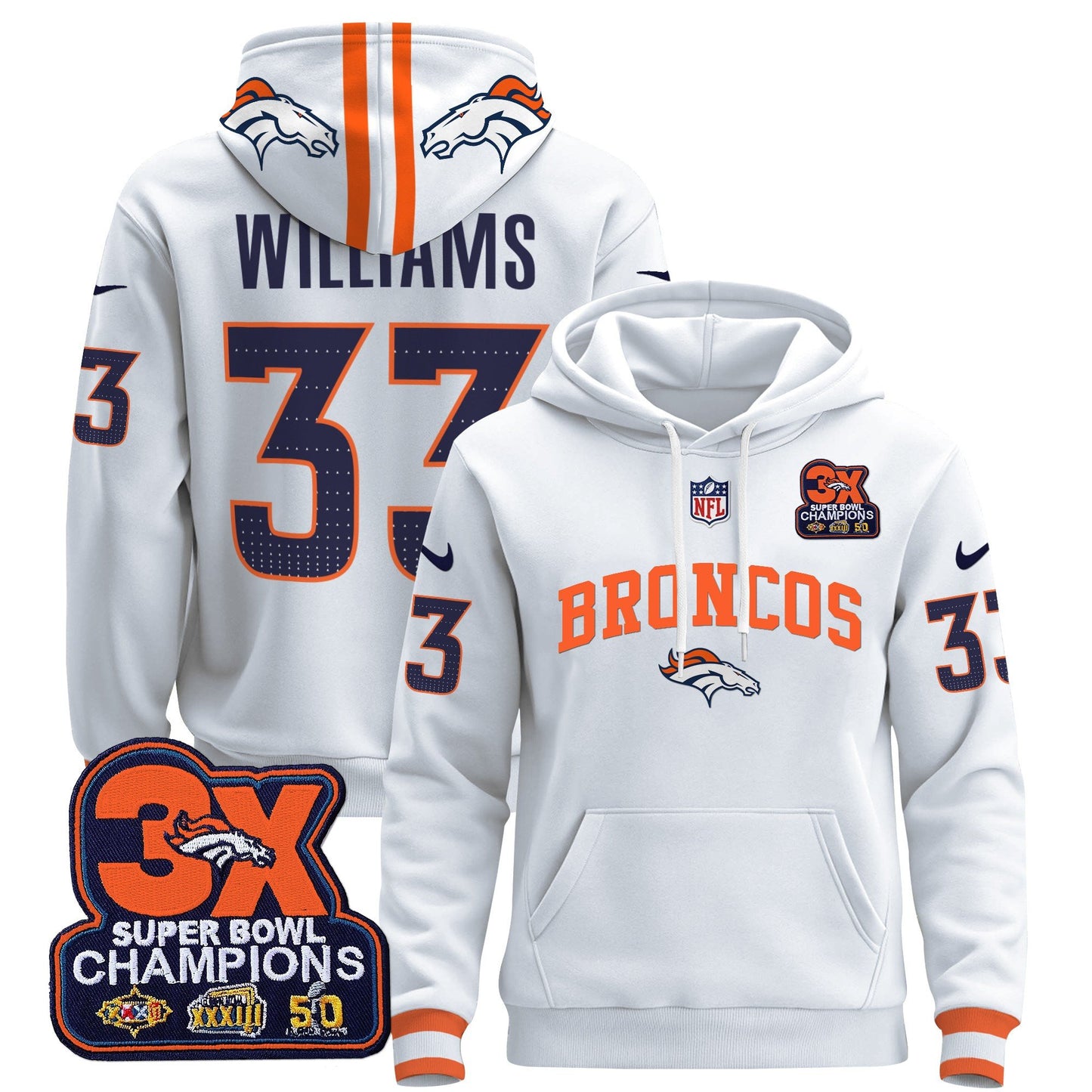 Denver Broncos 2024 Pullover Hoodie V2 - All Stitched