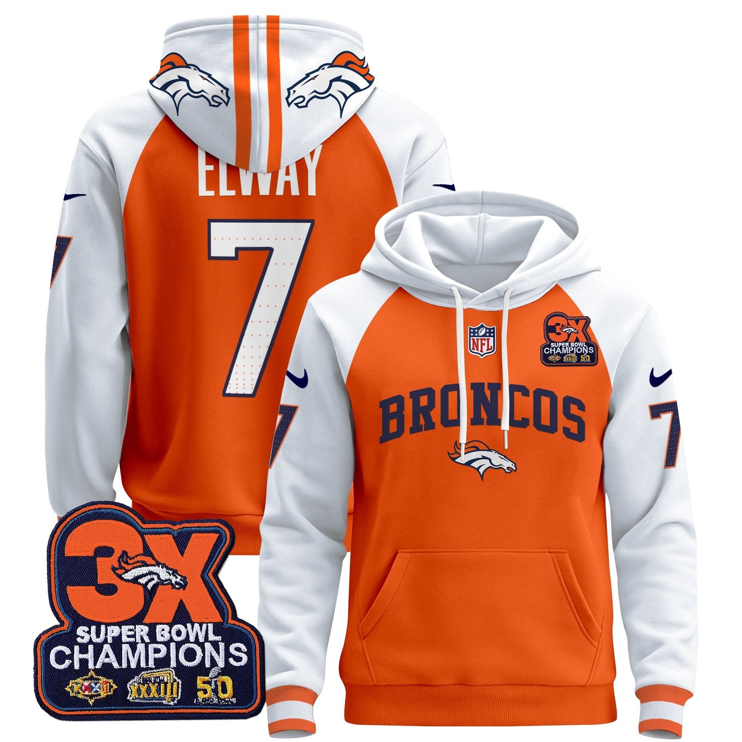 Denver Broncos 2024 Pullover Hoodie V2 - All Stitched