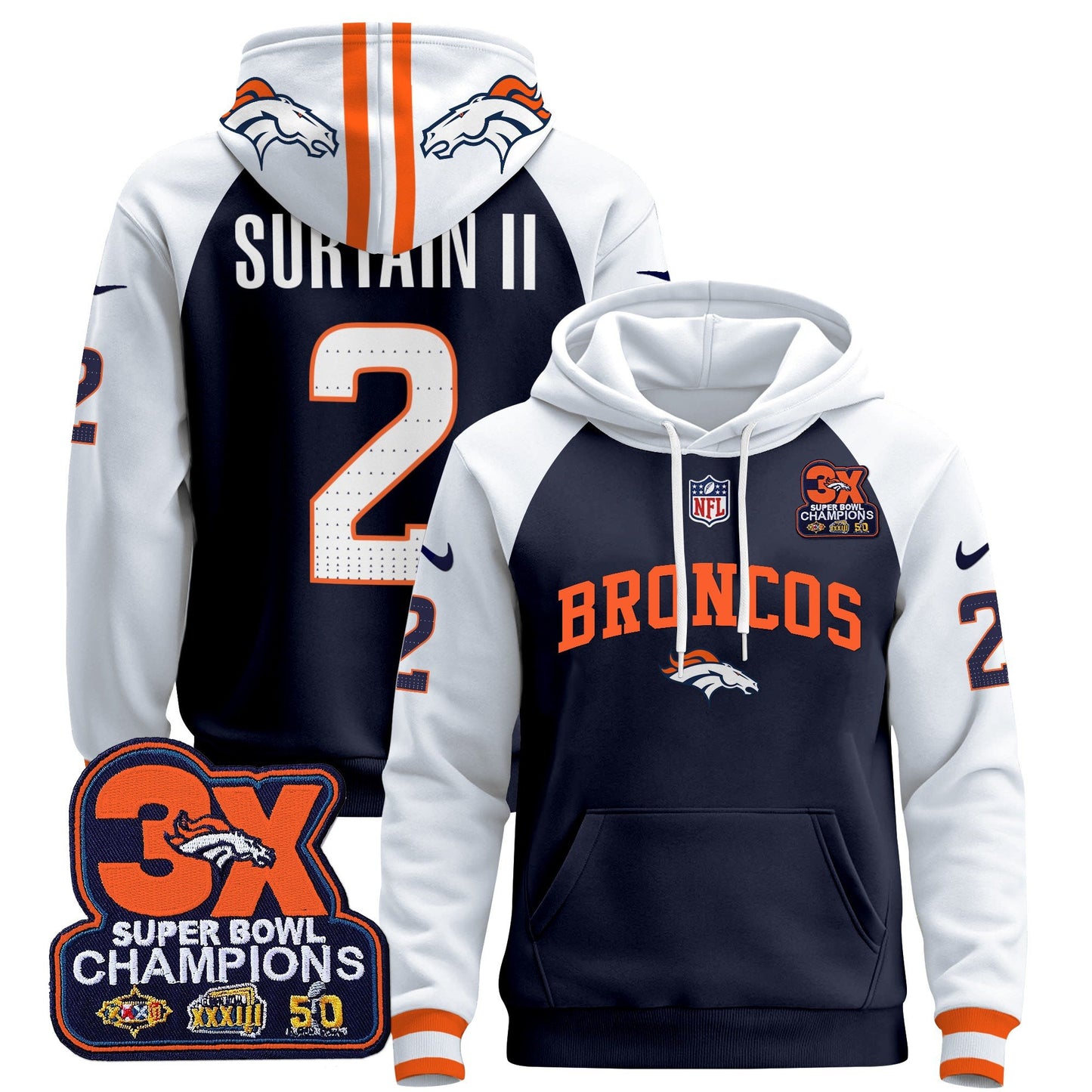 Denver Broncos 2024 Pullover Hoodie V2 - All Stitched