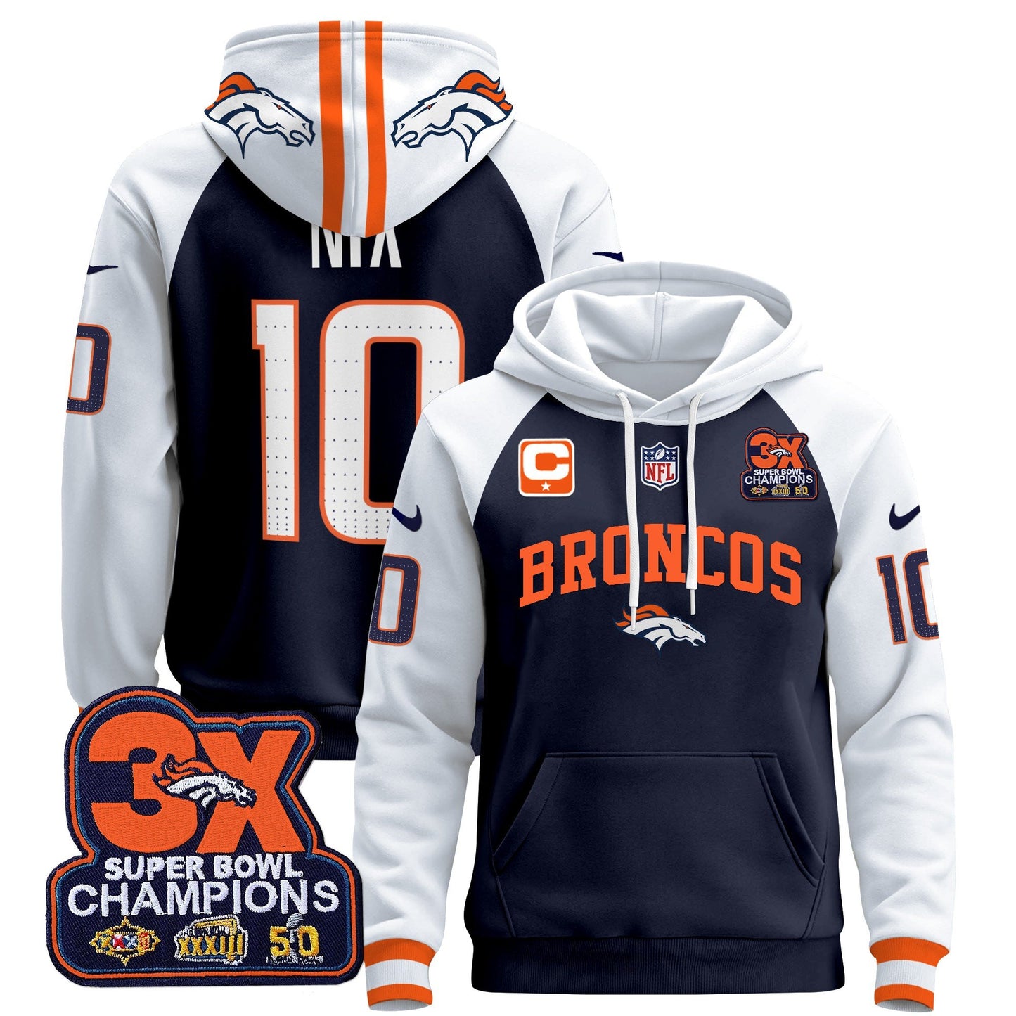 Denver Broncos 2024 Pullover Hoodie V2 - All Stitched