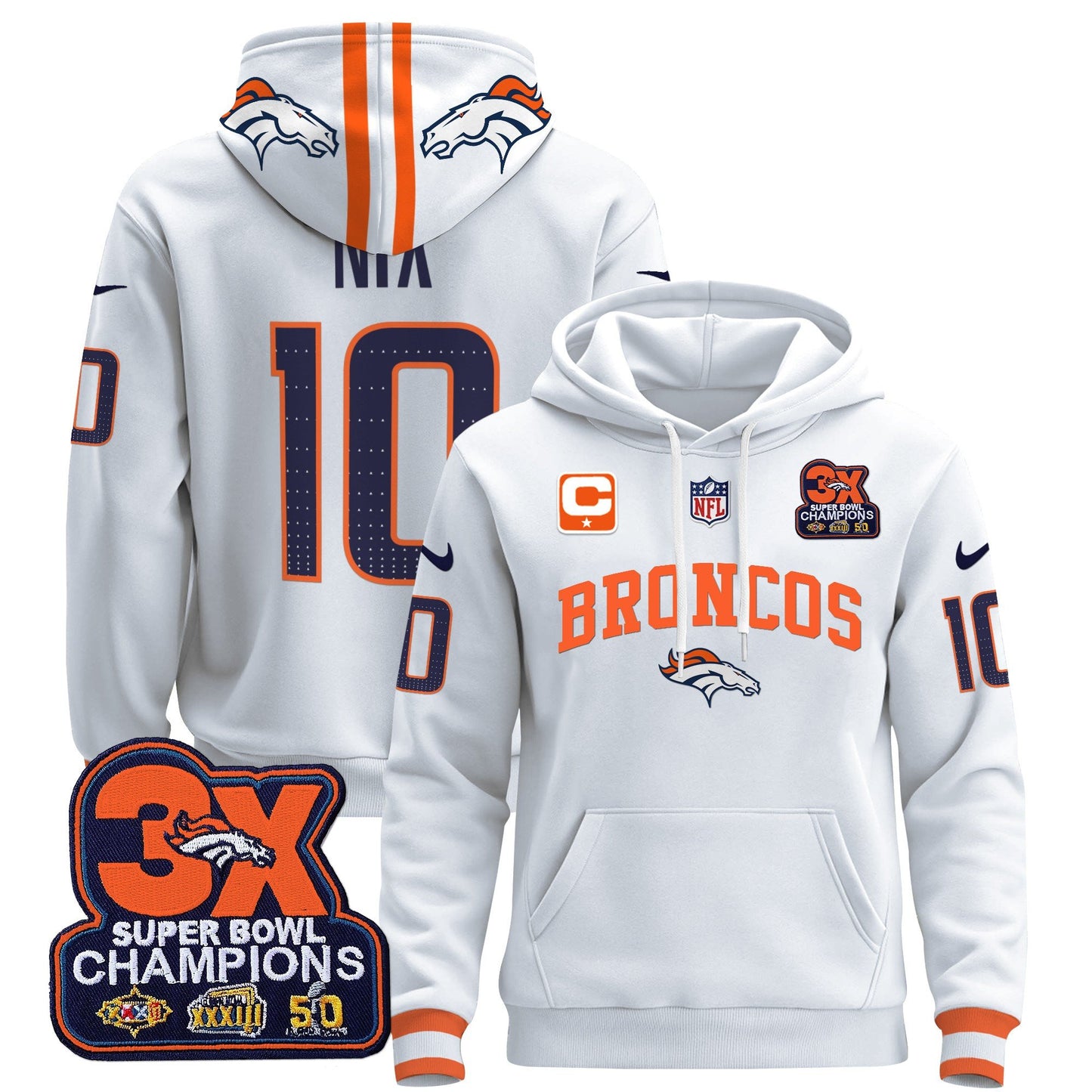 Denver Broncos 2024 Pullover Hoodie V2 - All Stitched