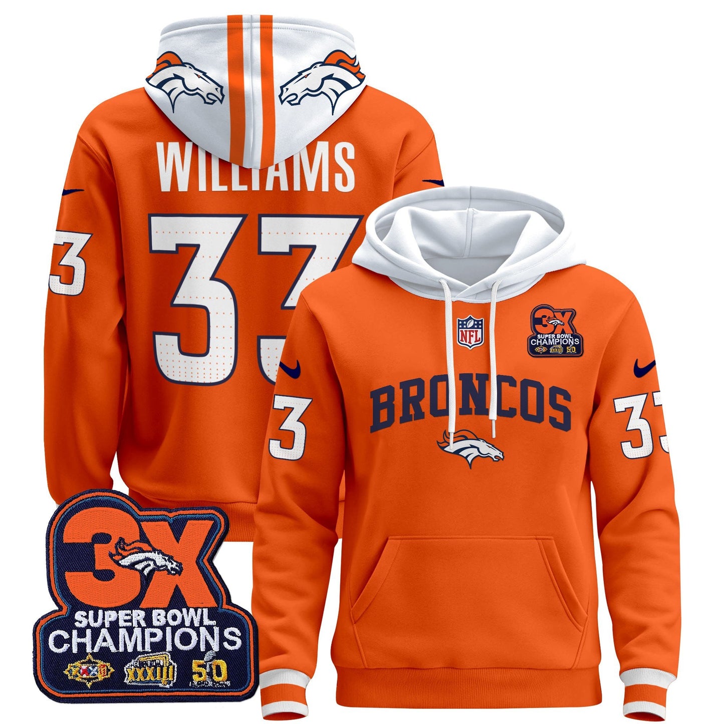 Denver Broncos 2024 Pullover Hoodie V2 - All Stitched