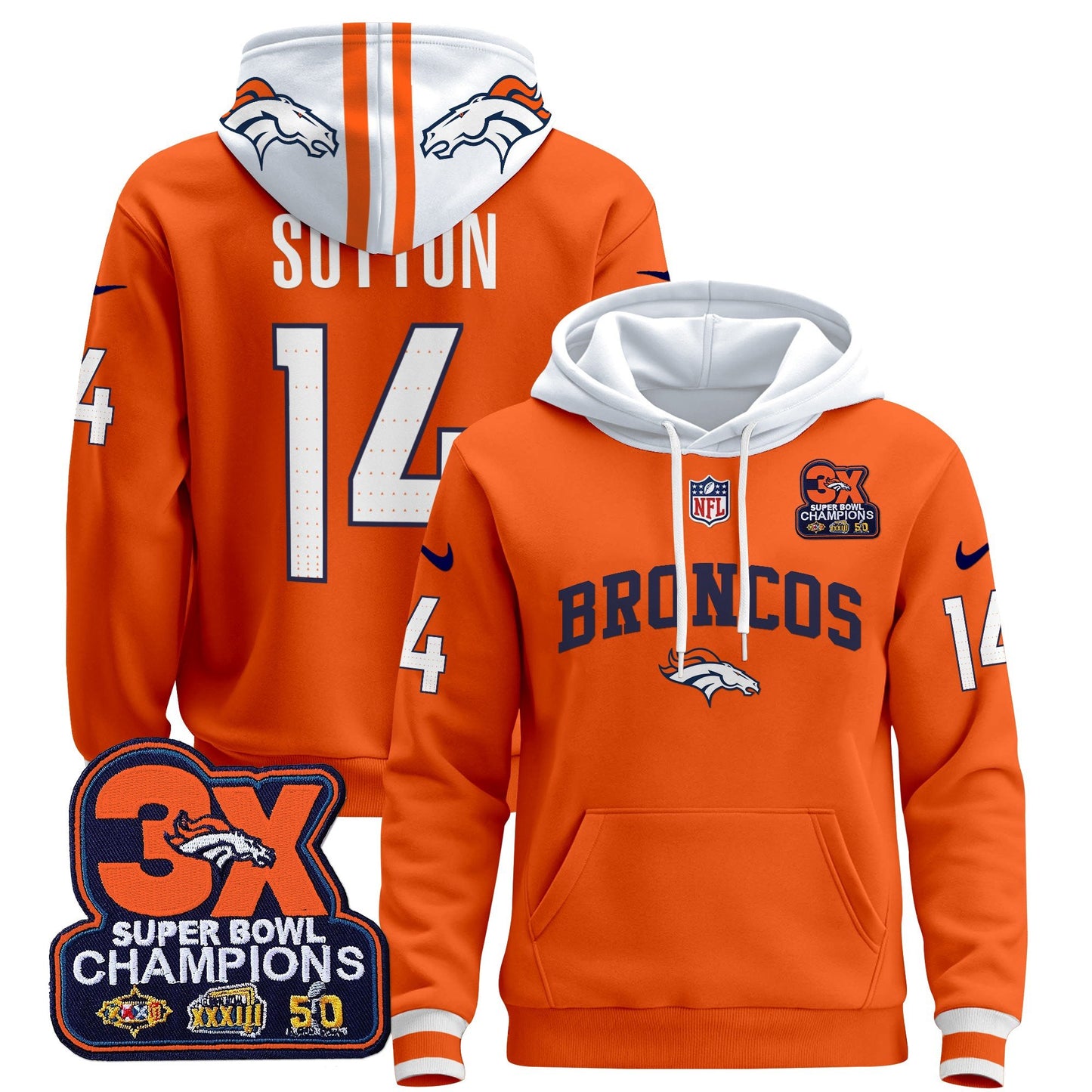 Denver Broncos 2024 Pullover Hoodie V2 - All Stitched