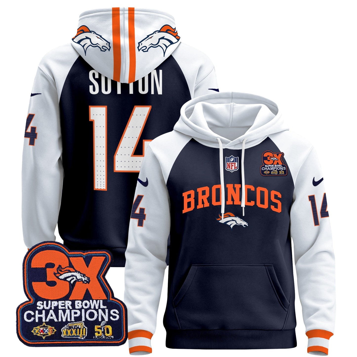 Denver Broncos 2024 Pullover Hoodie V2 - All Stitched