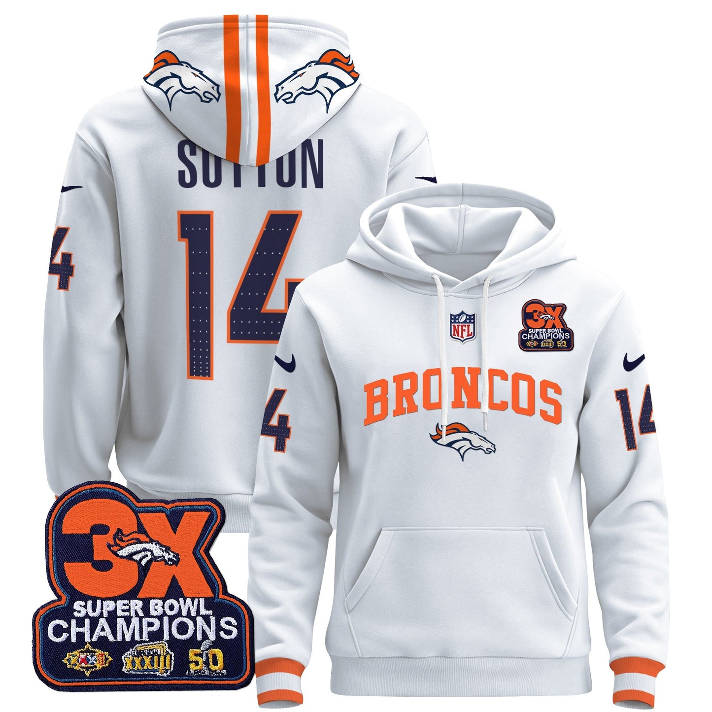 Denver Broncos 2024 Pullover Hoodie V2 - All Stitched