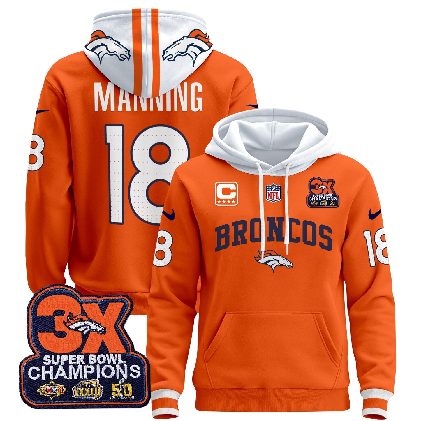 Denver Broncos 2024 Pullover Hoodie V2 - All Stitched