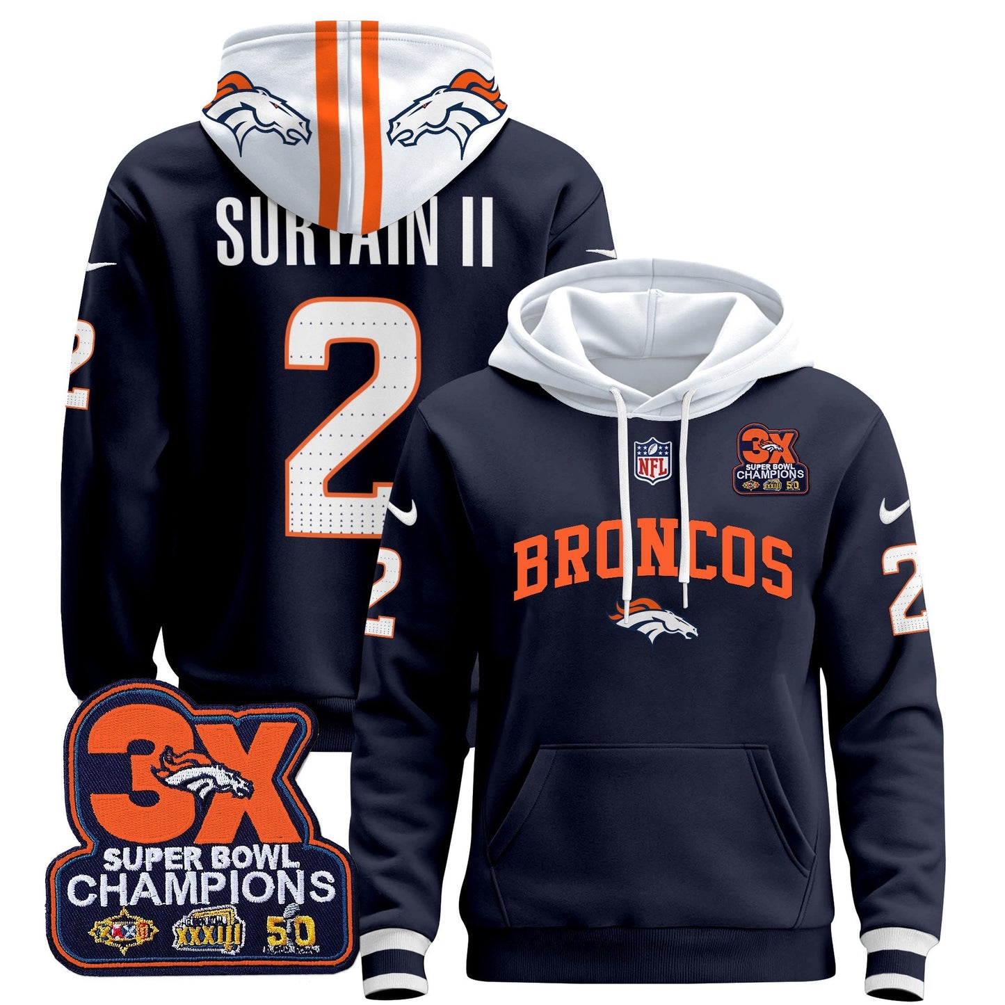 Denver Broncos 2024 Pullover Hoodie V2 - All Stitched