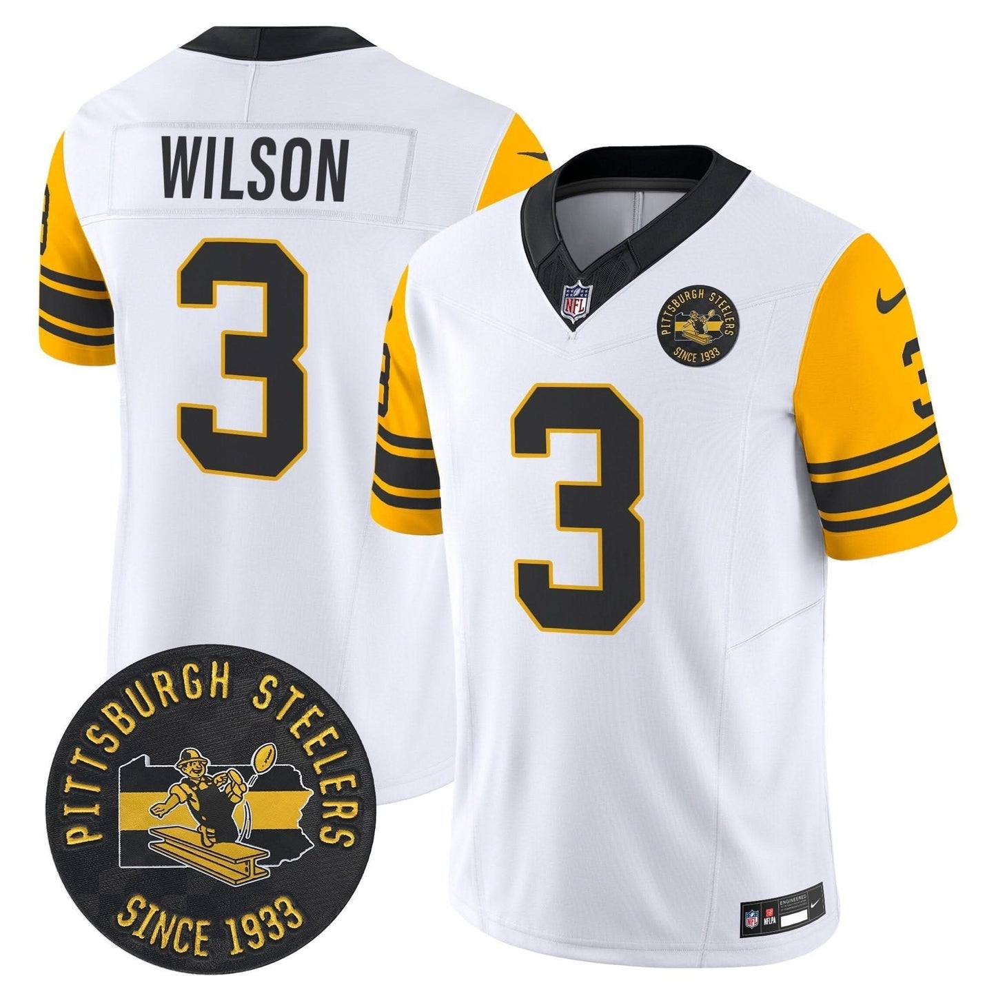 Pittsburgh Steelers Throwback 1962 Vapor Limited Jersey - Est. 1933 Patch - All Stitched