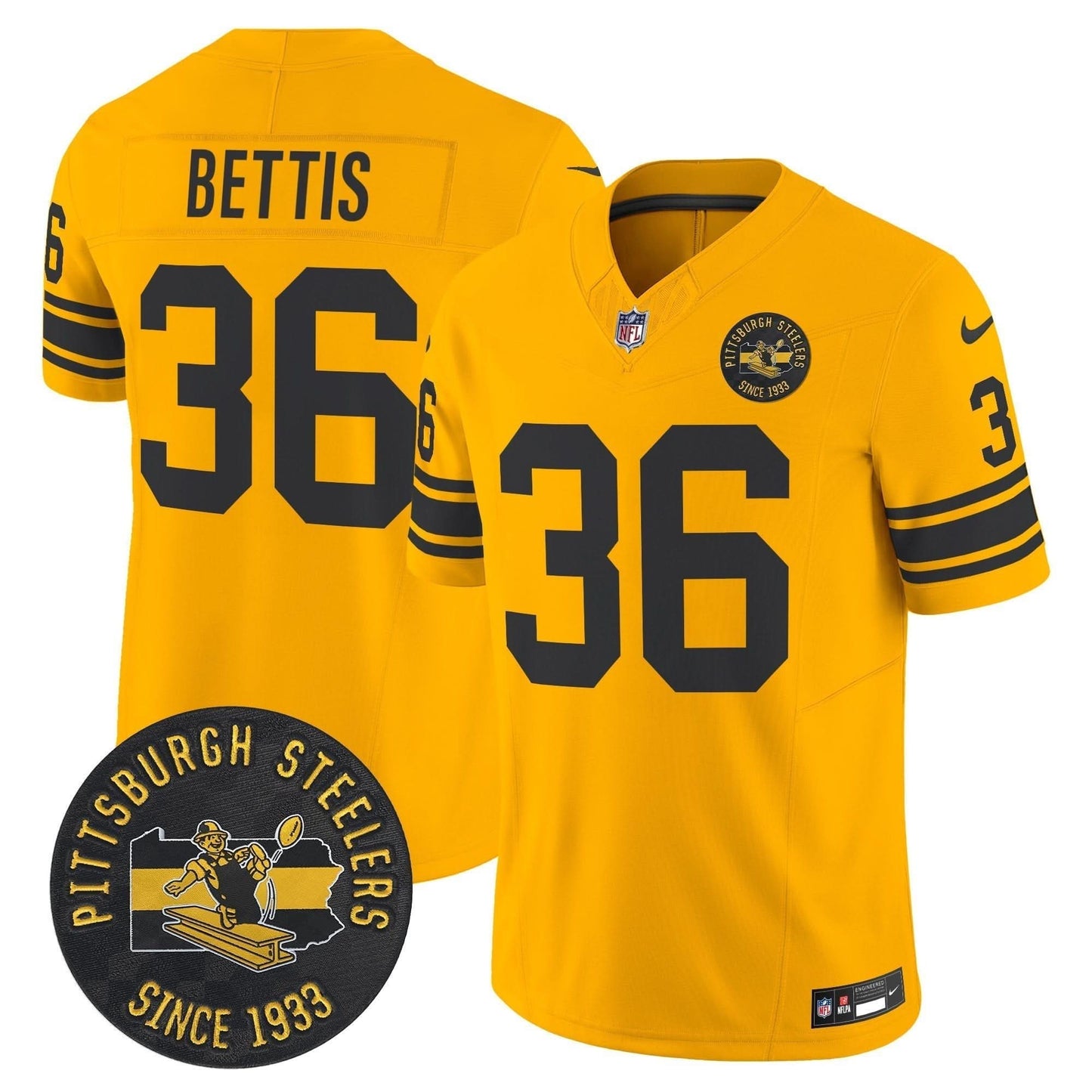 Pittsburgh Steelers Throwback 1962 Vapor Limited Jersey - Est. 1933 Patch - All Stitched