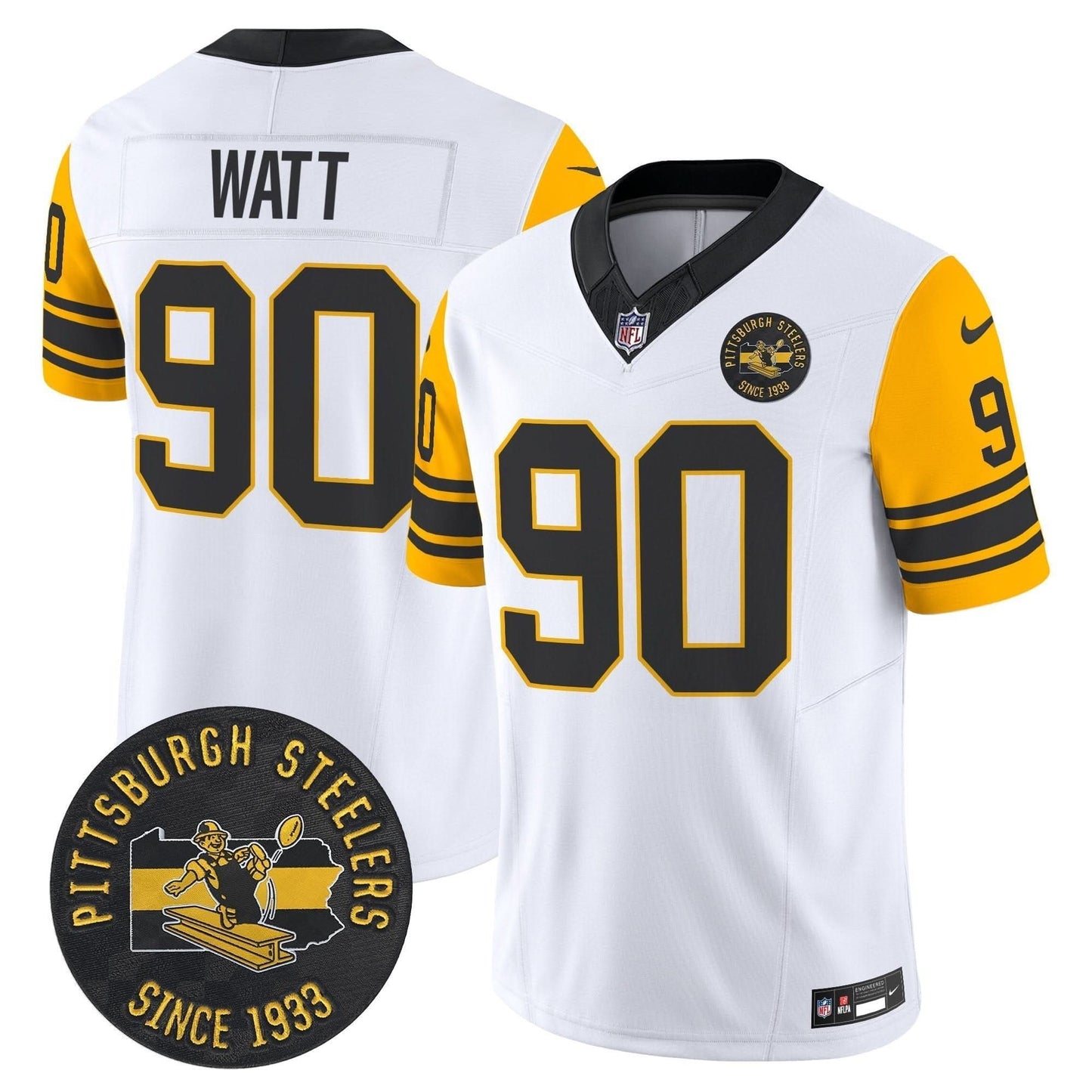 Pittsburgh Steelers Throwback 1962 Vapor Limited Jersey - Est. 1933 Patch - All Stitched