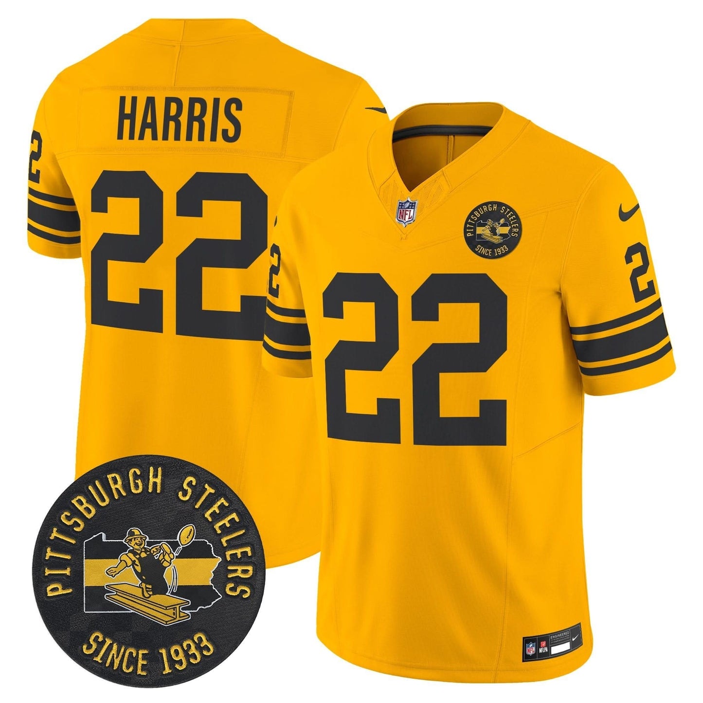 Pittsburgh Steelers Throwback 1962 Vapor Limited Jersey - Est. 1933 Patch - All Stitched