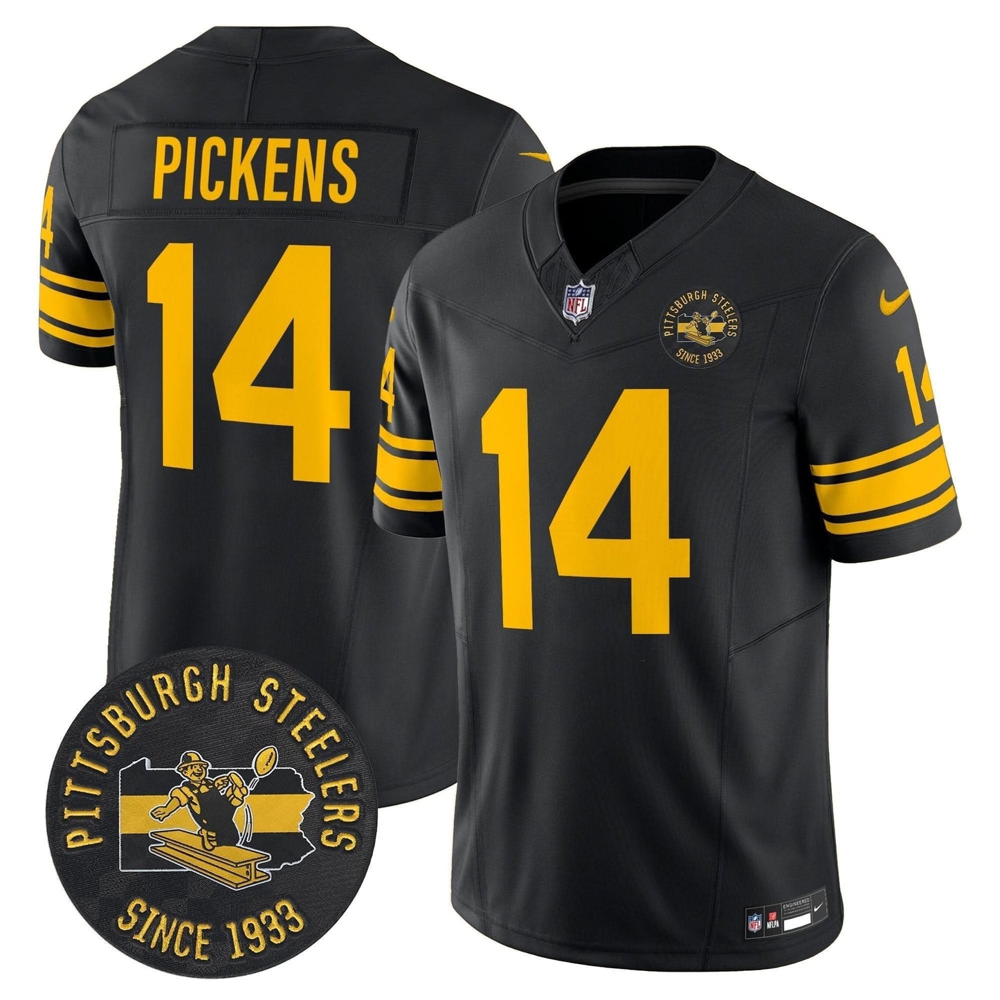 Pittsburgh Steelers Throwback 1962 Vapor Limited Jersey - Est. 1933 Patch - All Stitched