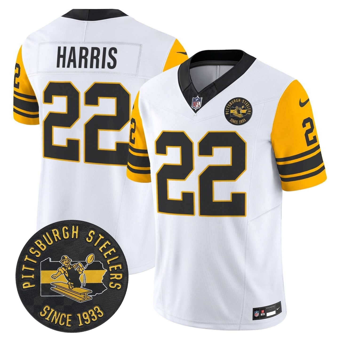 Pittsburgh Steelers Throwback 1962 Vapor Limited Jersey - Est. 1933 Patch - All Stitched