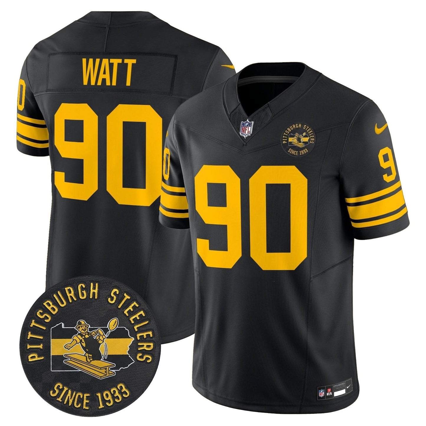 Pittsburgh Steelers Throwback 1962 Vapor Limited Jersey - Est. 1933 Patch - All Stitched