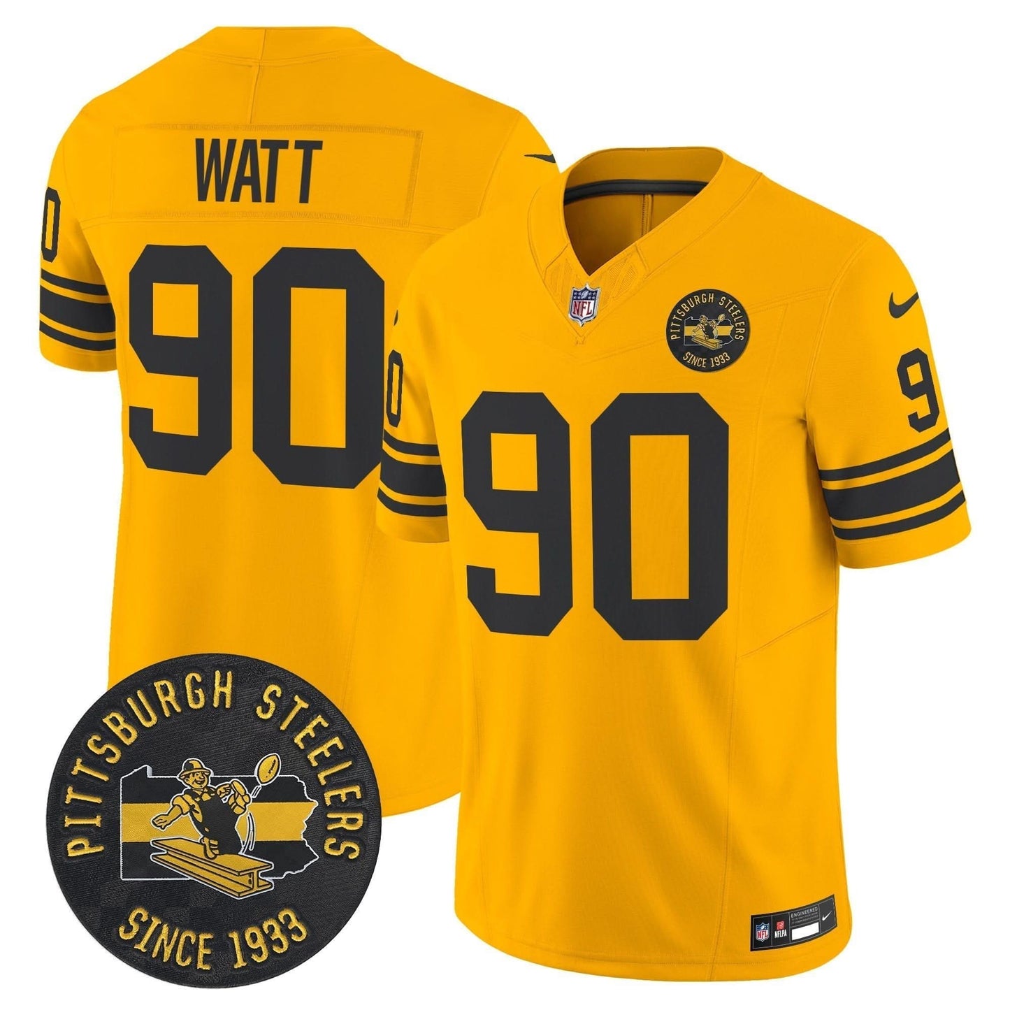 Pittsburgh Steelers Throwback 1962 Vapor Limited Jersey - Est. 1933 Patch - All Stitched