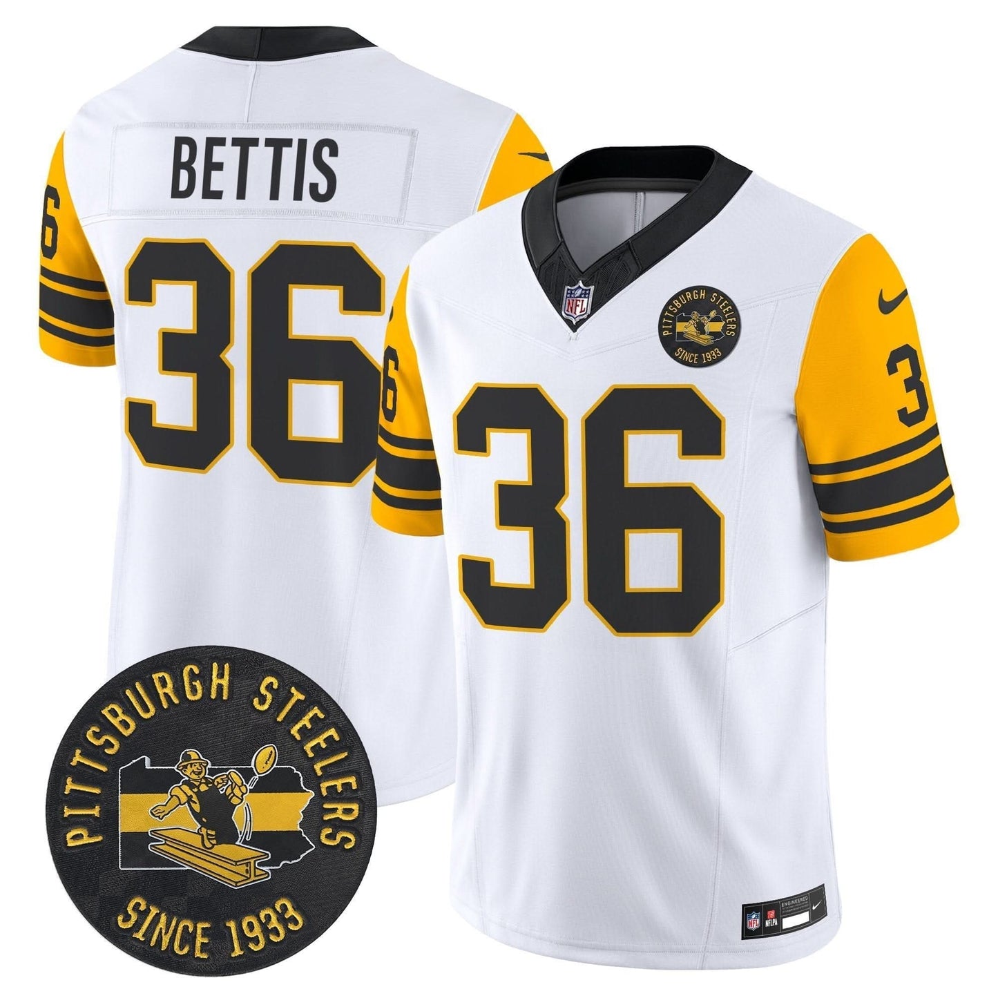 Pittsburgh Steelers Throwback 1962 Vapor Limited Jersey - Est. 1933 Patch - All Stitched