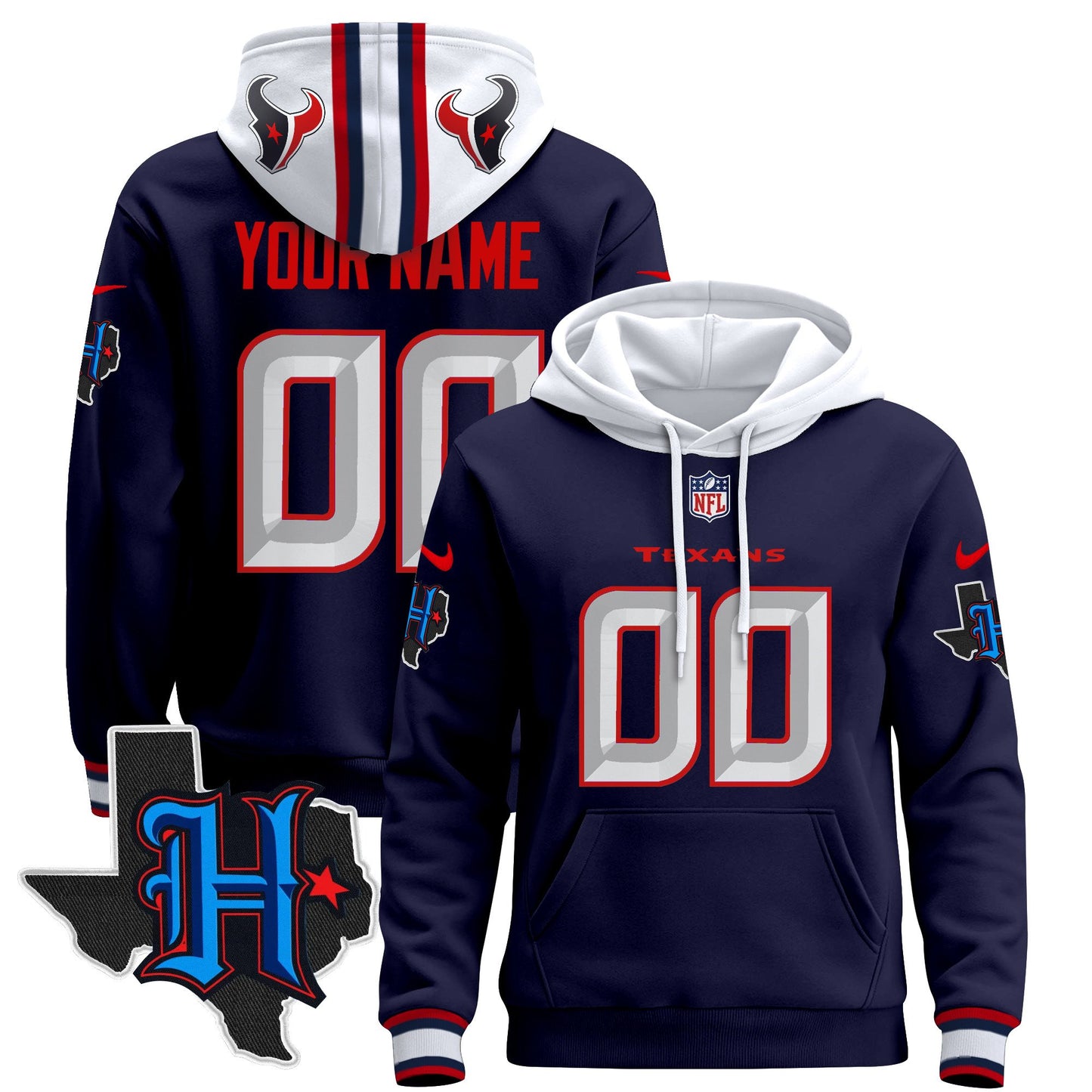 Houston Texans 2024 Custom Pullover Hoodie - All Stitched