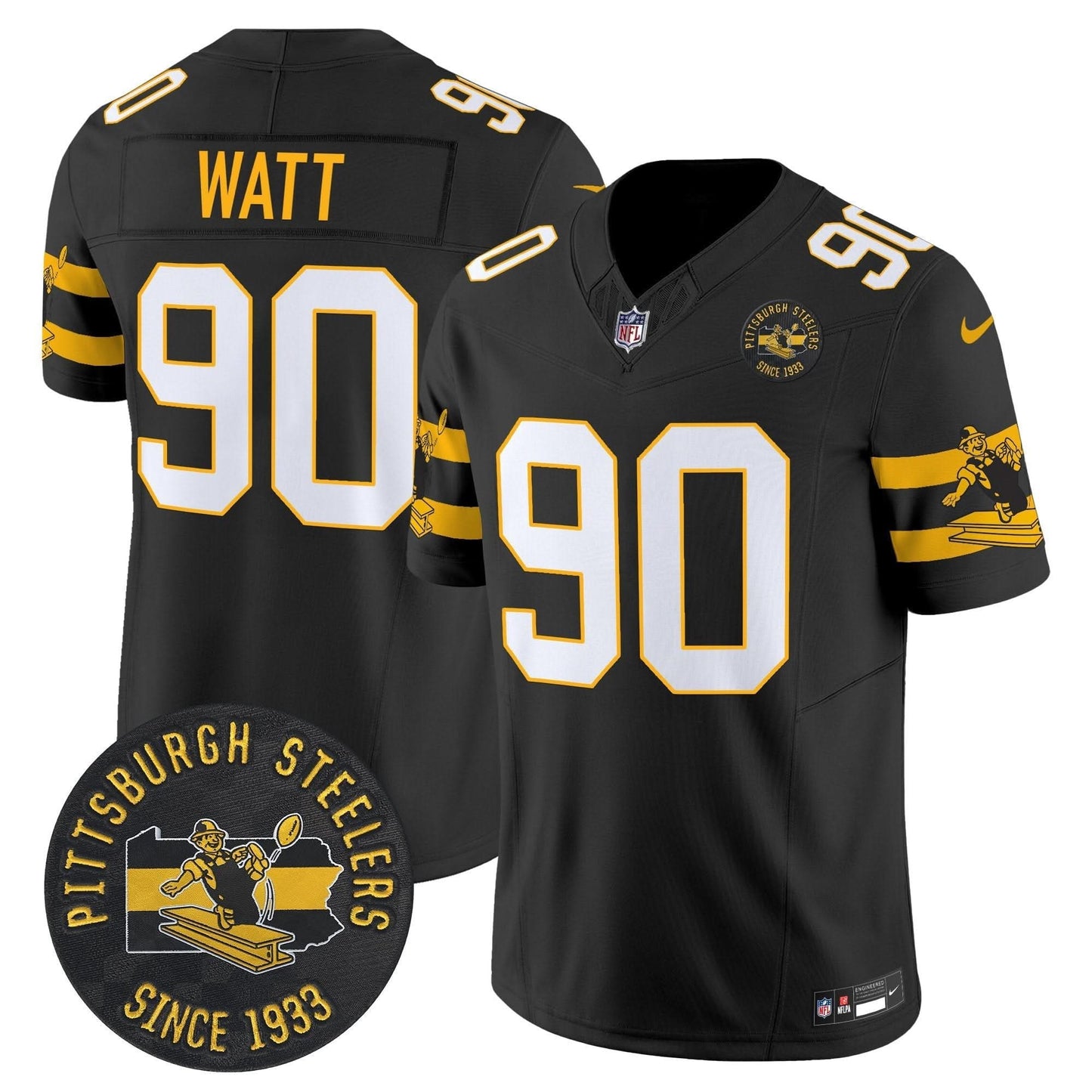Pittsburgh Steelers Throwback 1933 Patch Vapor Limited Jersey - All Stitched