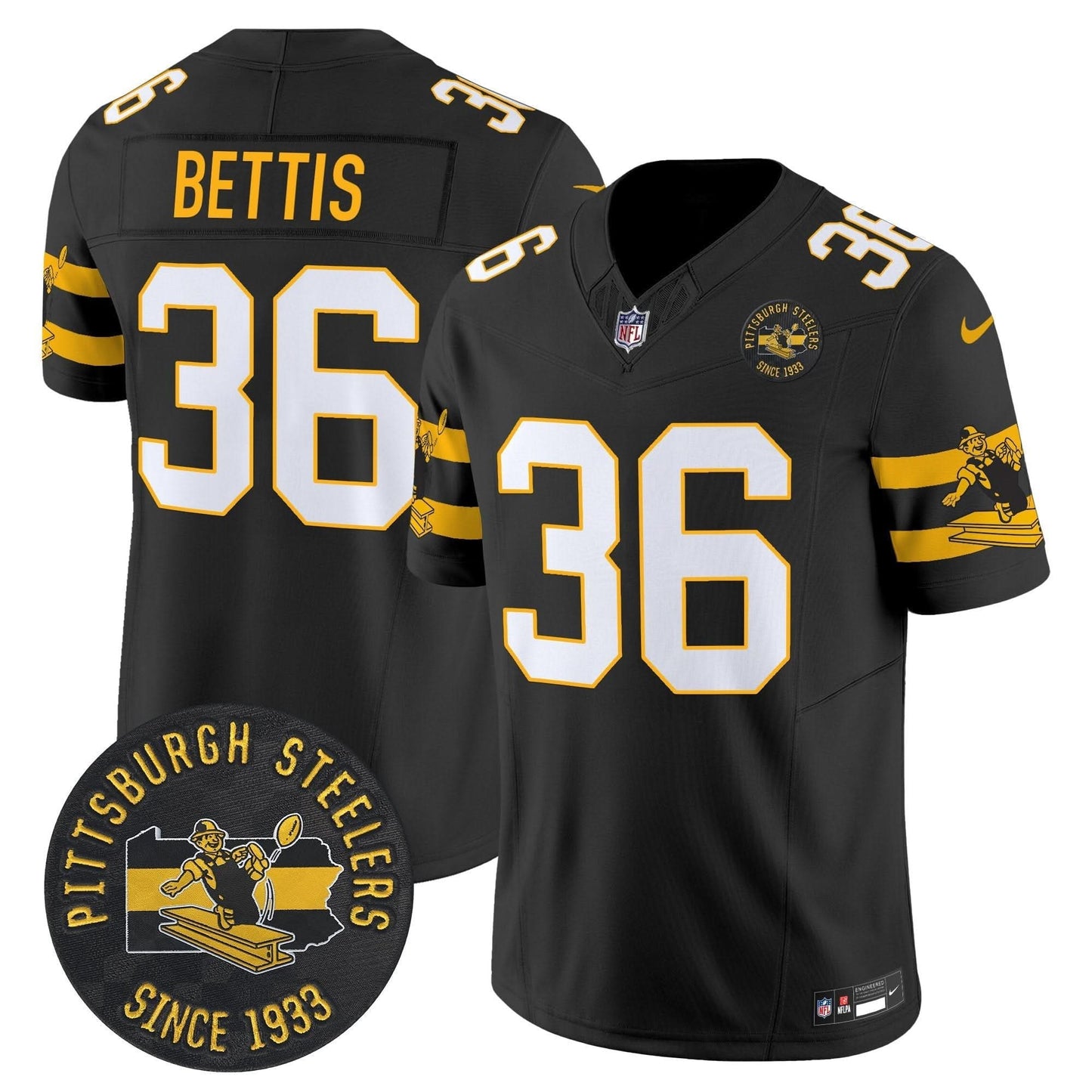 Pittsburgh Steelers Throwback 1933 Patch Vapor Limited Jersey - All Stitched