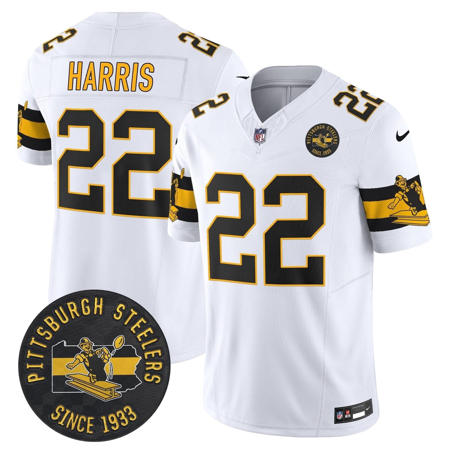 Pittsburgh Steelers Throwback 1933 Patch Vapor Limited Jersey - All Stitched