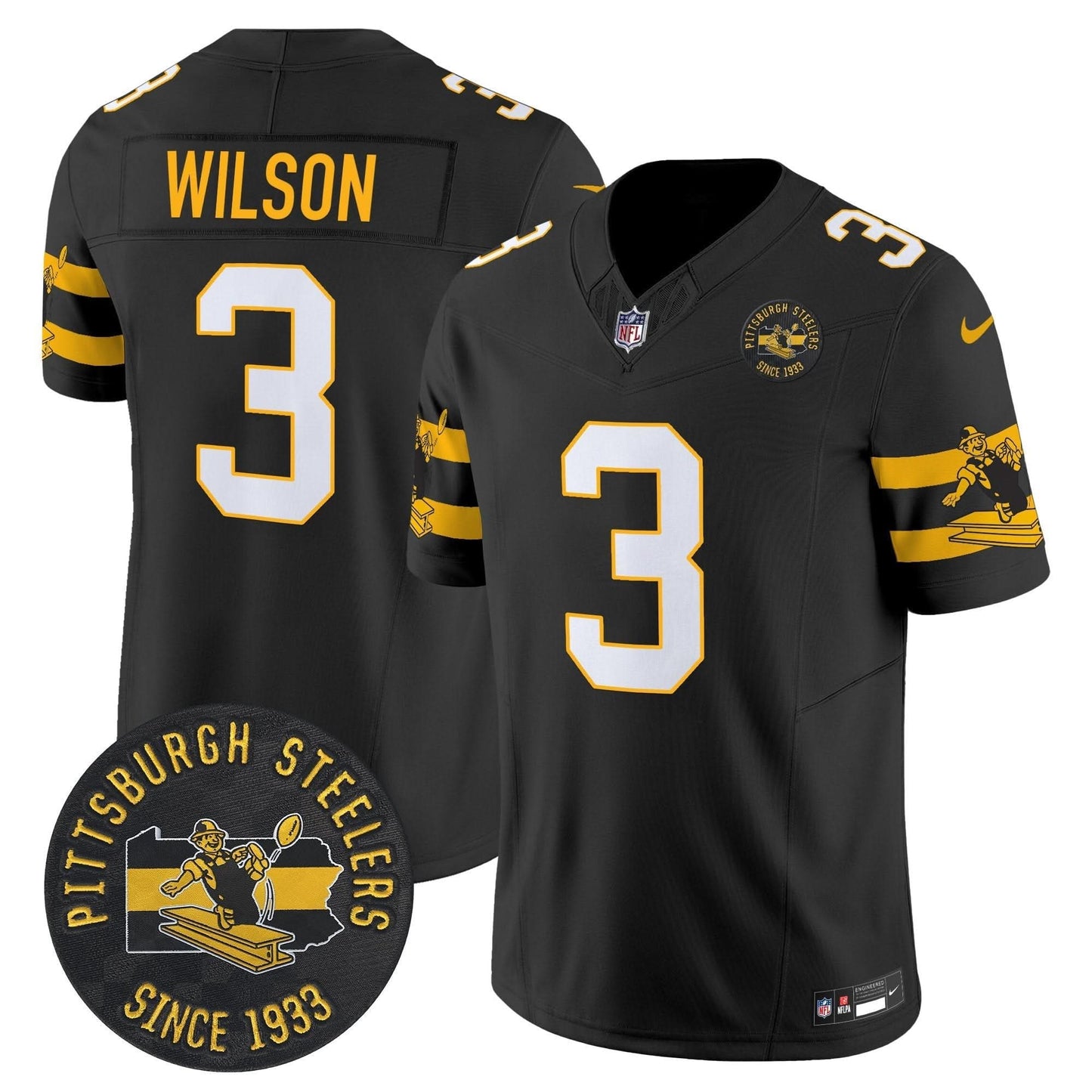 Pittsburgh Steelers Throwback 1933 Patch Vapor Limited Jersey - All Stitched