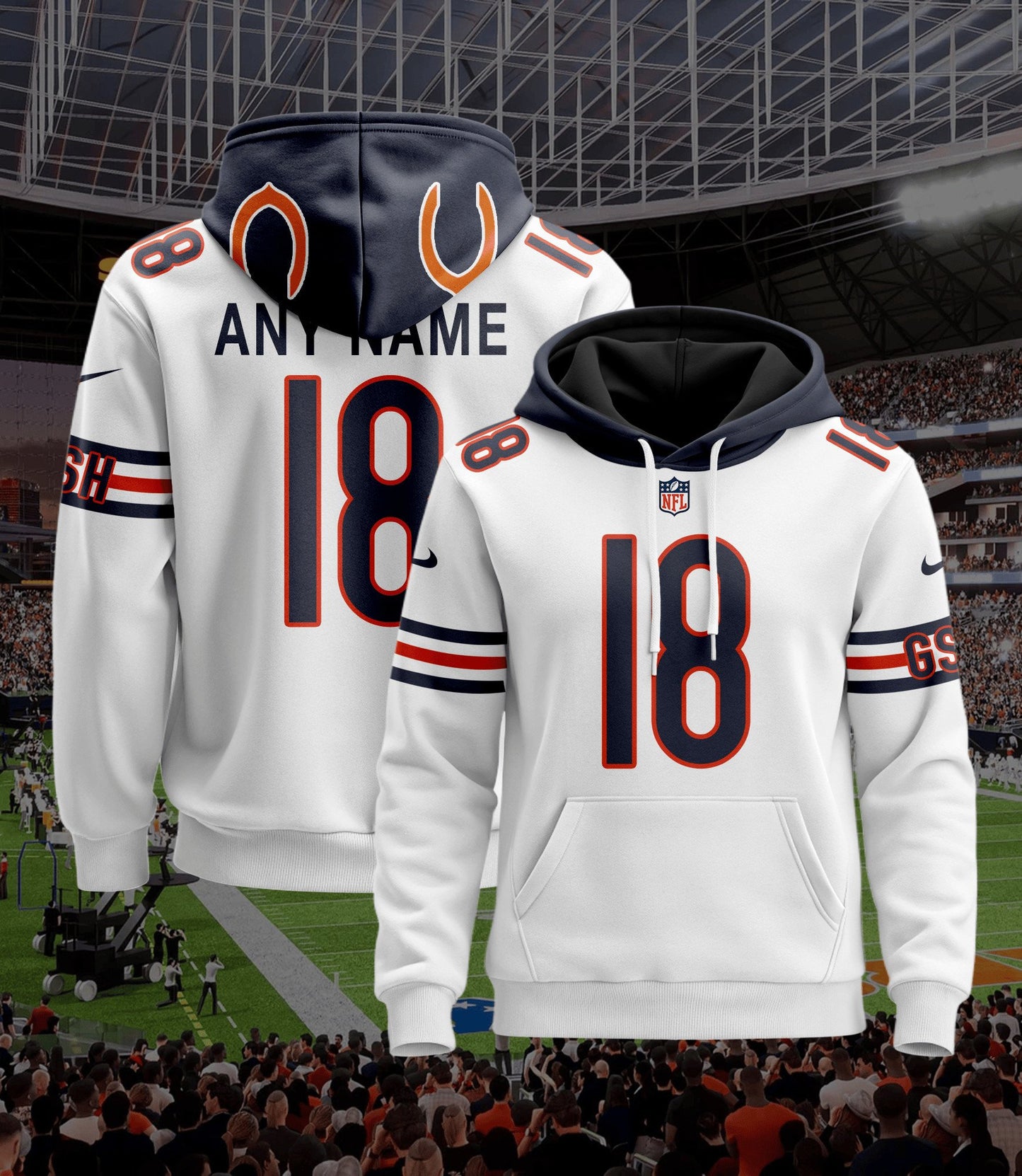 Chicago Bears Pullover Custom Hoodie - All Stitched