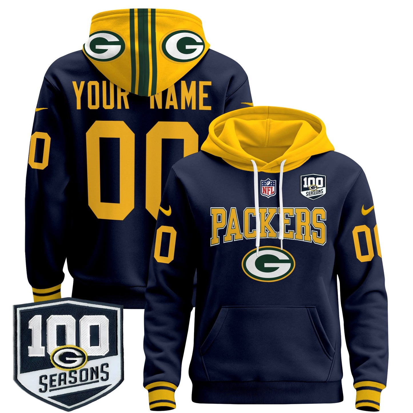 Green Bay Packers 2024 Custom Pullover Hoodie - All Stitched