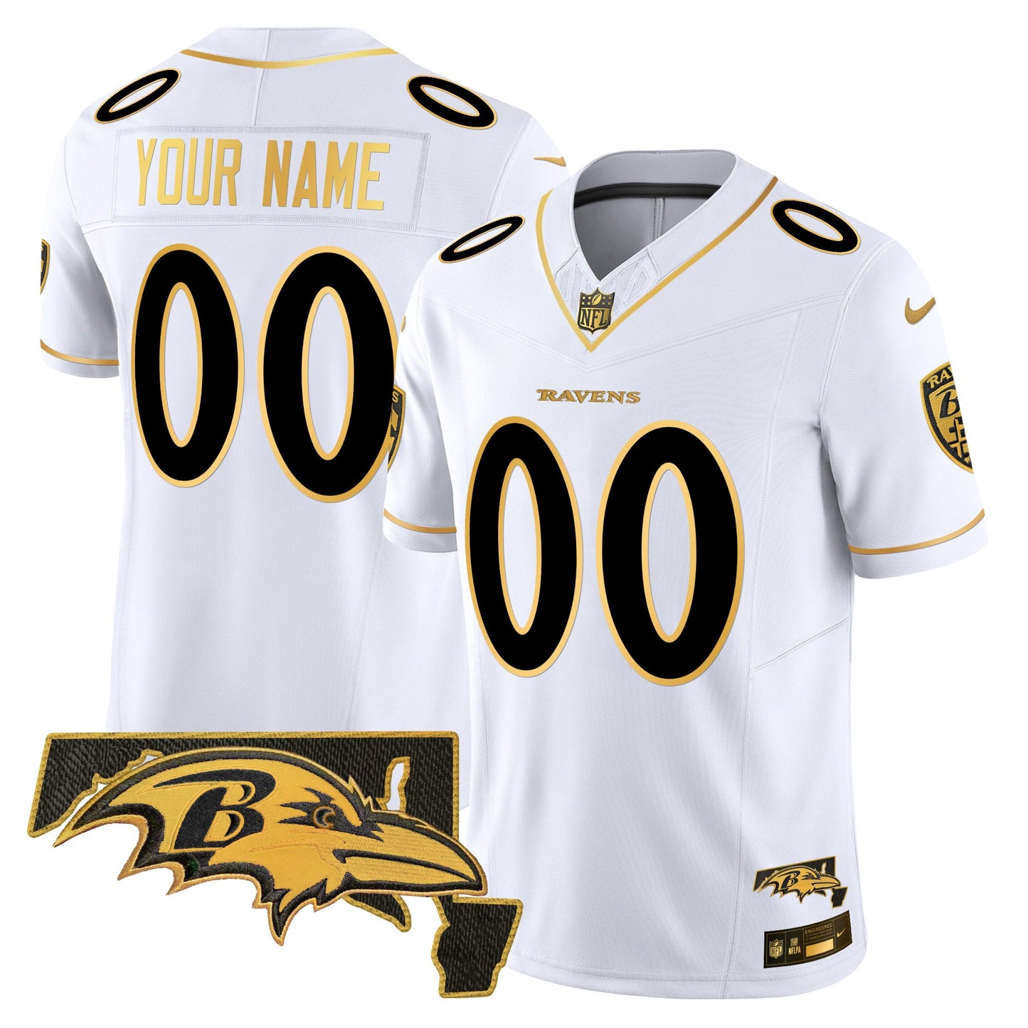 Ravens 2024 Gold Vapor Limited Custom Jersey - All Stitched